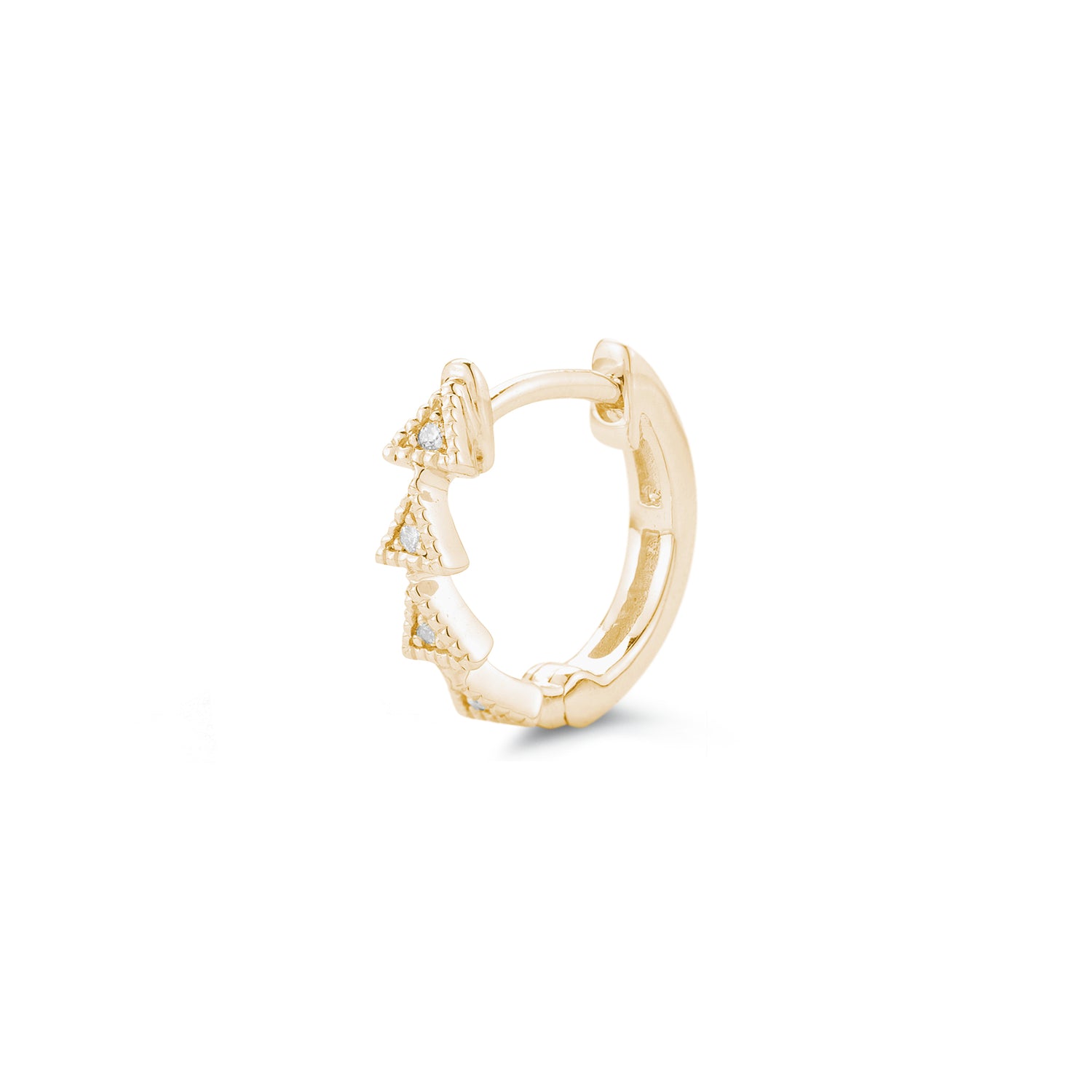 Yellow Gold-1^Diamond Huggie Earrings: Emily Sarah Single Triangle Huggie in Yellow Gold