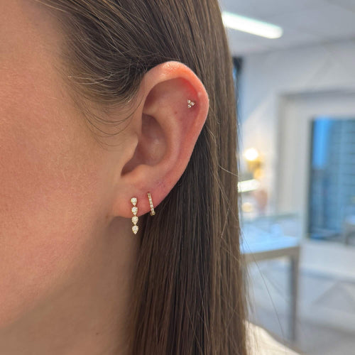 Yellow Gold-2^Designer Stud Earrings: Sophia Ryan Teardrop Bar Studs in Yellow Gold
