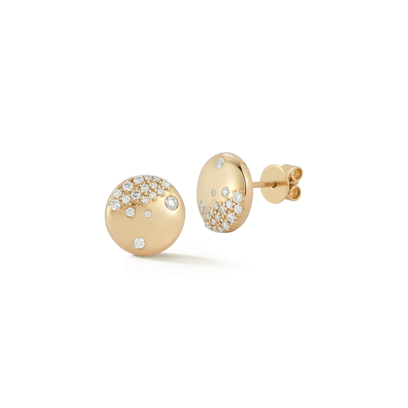 Yellow Gold-1^Designer Stud Earrings: Cynthia Rose Disc Studs in Yellow Gold