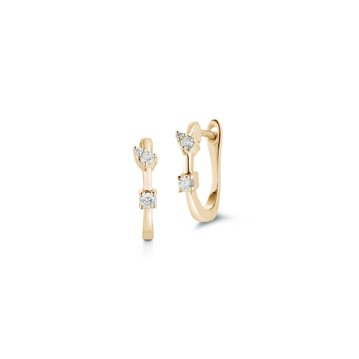 Yellow Gold^1-Diamond Huggie Earrings: Sophia Ryan Chord Huggies in Yellow Gold