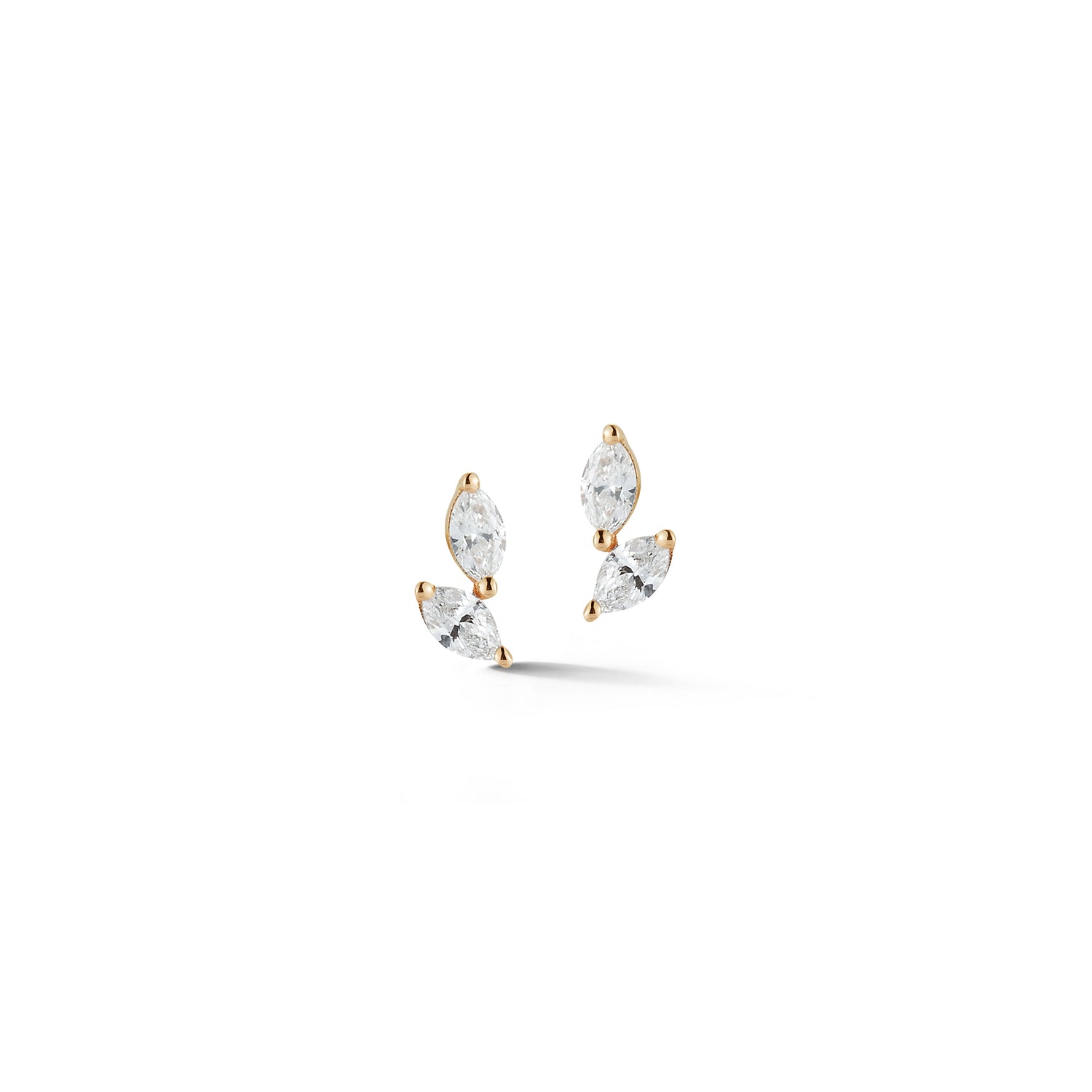 Yellow Gold-1^Designer Stud Earrings: Alexa Jordyn Marquise Diamond Drift Studs in Yellow Gold
