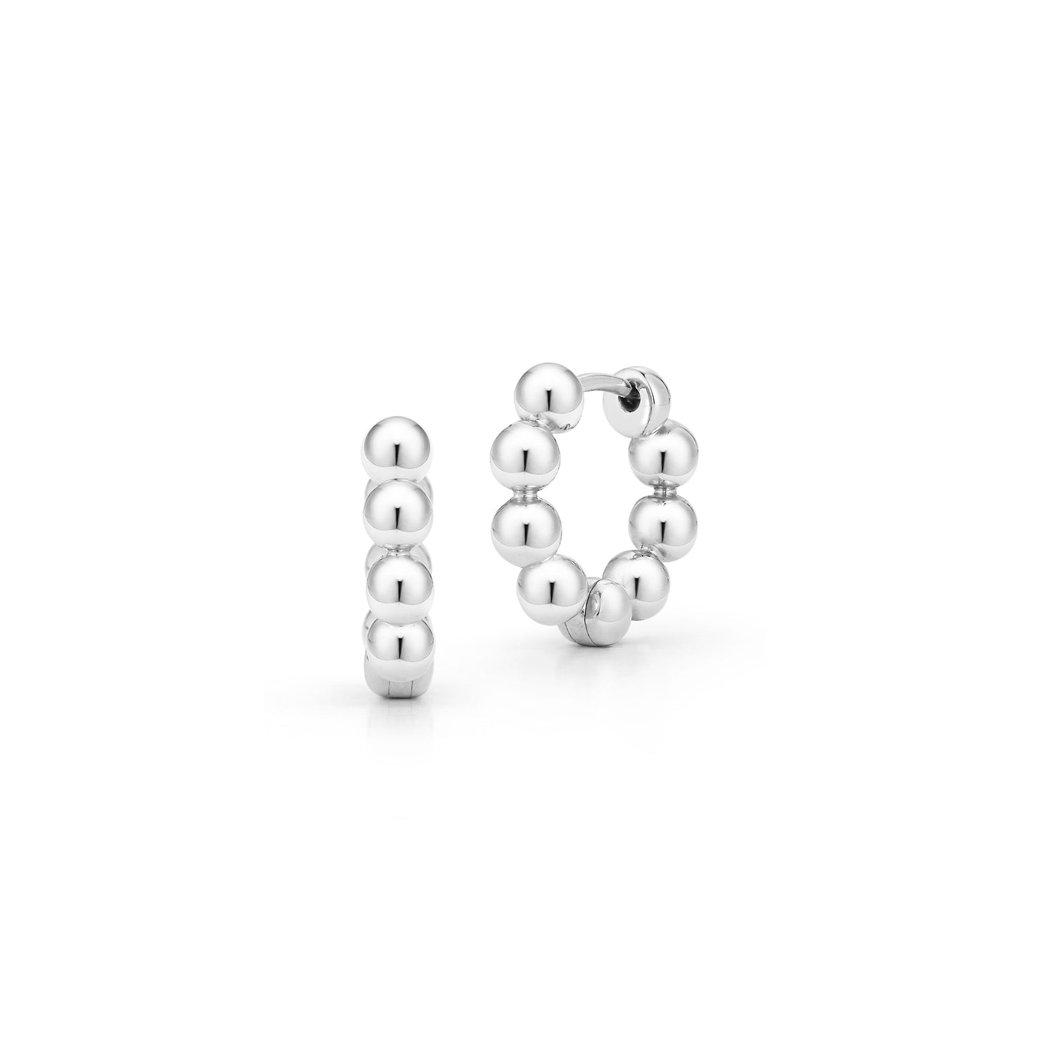White Gold-1^Diamond Huggie Earrings: Poppy Rae Pebble Hoops in White Gold