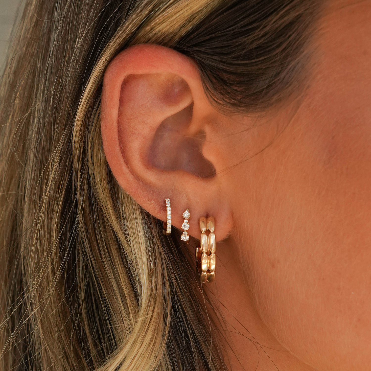 Yellow Gold-4^Single Earrings: Sophia Ryan Teardrop Single Mini Huggie in Yellow Gold