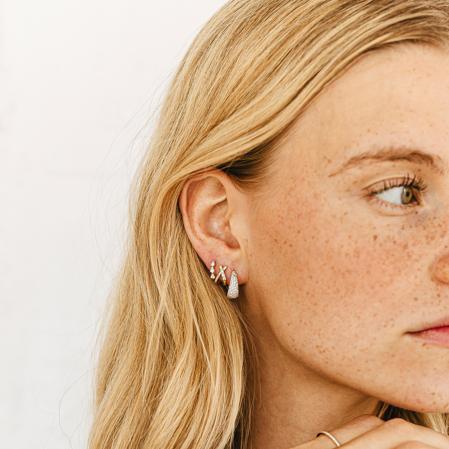 Yellow Gold-5^Single Earrings: Sophia Ryan Teardrop Single Mini Huggie in Yellow Gold