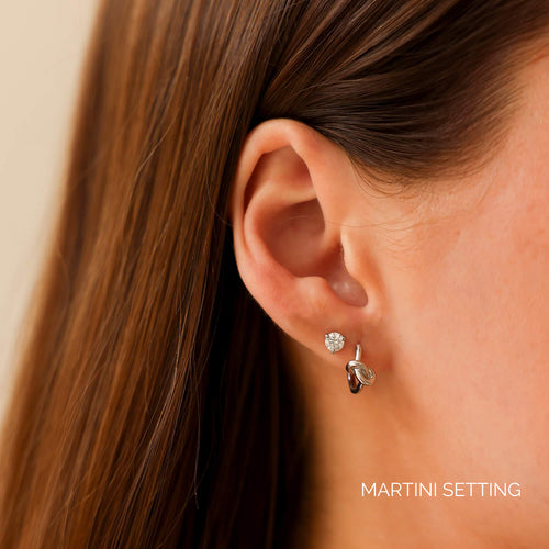 White Gold-5^Diamond Stud Earrings - DRD Diamond Solitaire Studs 0.50 Ct. Total Weight in White Gold. Martini Setting