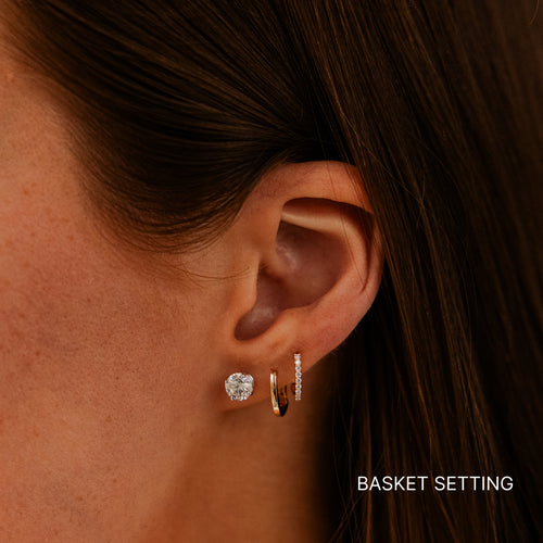 White Gold-3^Diamond Stud Earrings - DRD Diamond Solitaire Studs 1.40 Ct. Total Weight in White Gold