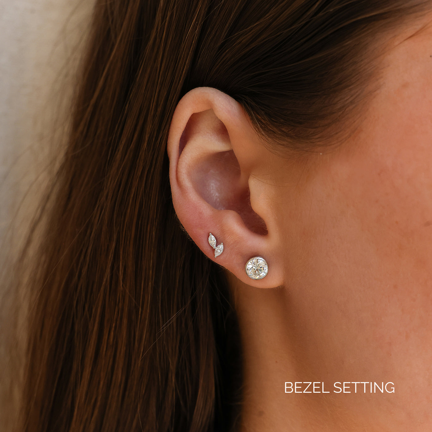 White Gold-6^Diamond Stud Earrings - DRD Diamond Solitaire Studs 1.40 Ct. Total Weight in White Gold