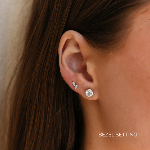 White Gold-6^Diamond Stud Earrings - DRD Diamond Solitaire Studs 1.40 Ct. Total Weight in White Gold