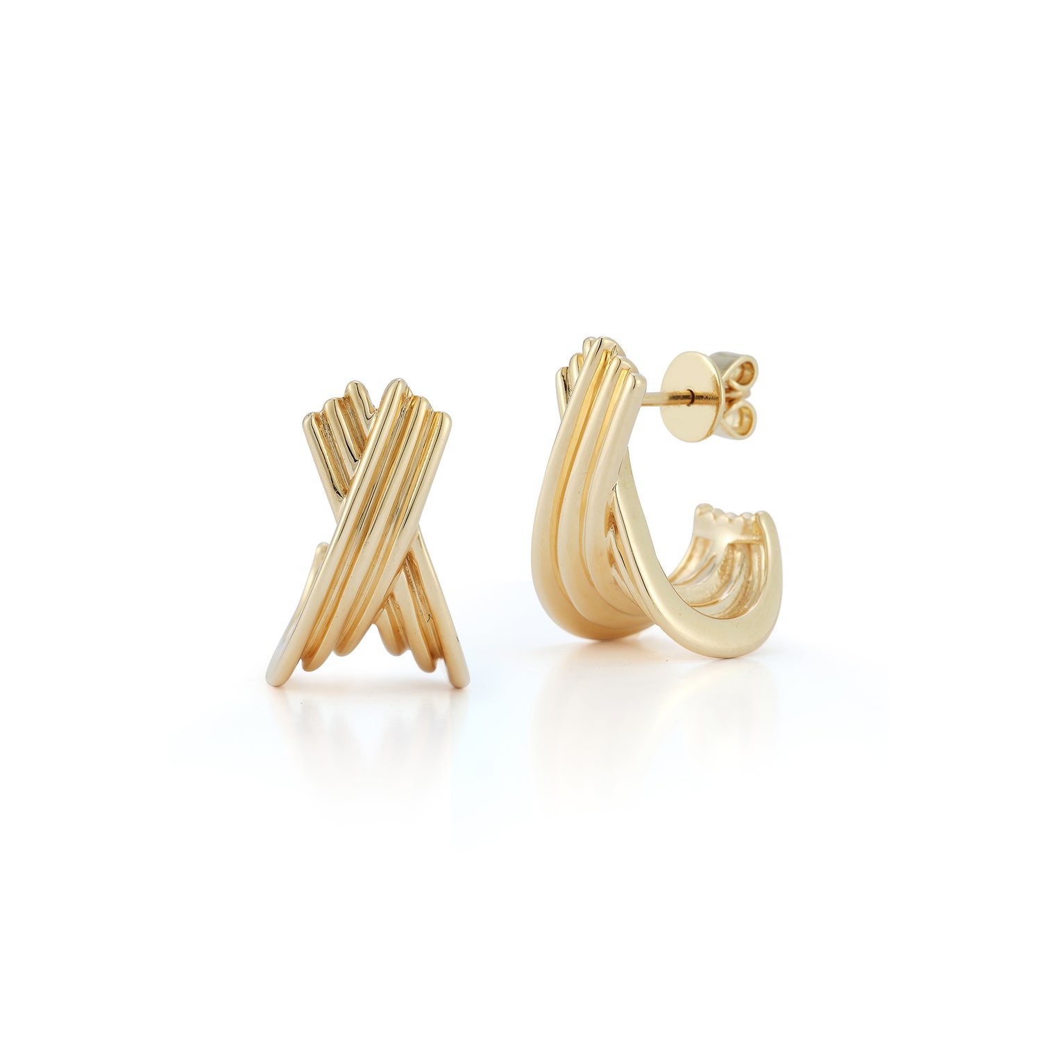 Yellow Gold-1^Hoop Earrings: Nana Bernice Large Crossover Hoops in Yellow Gold