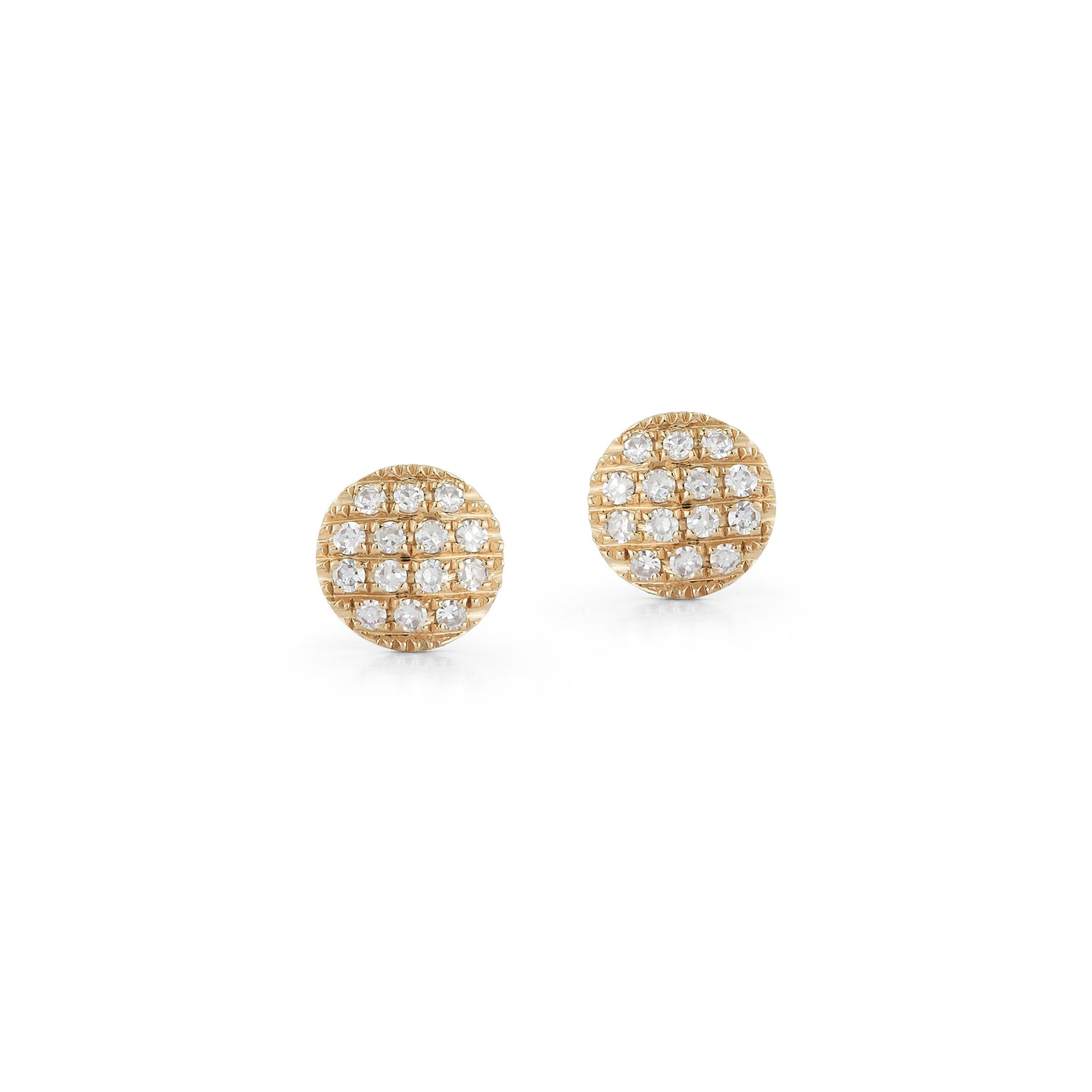  Yellow Gold-1^Designer Stud Earrings: Lauren Joy Mini Disc Studs in Yellow Gold