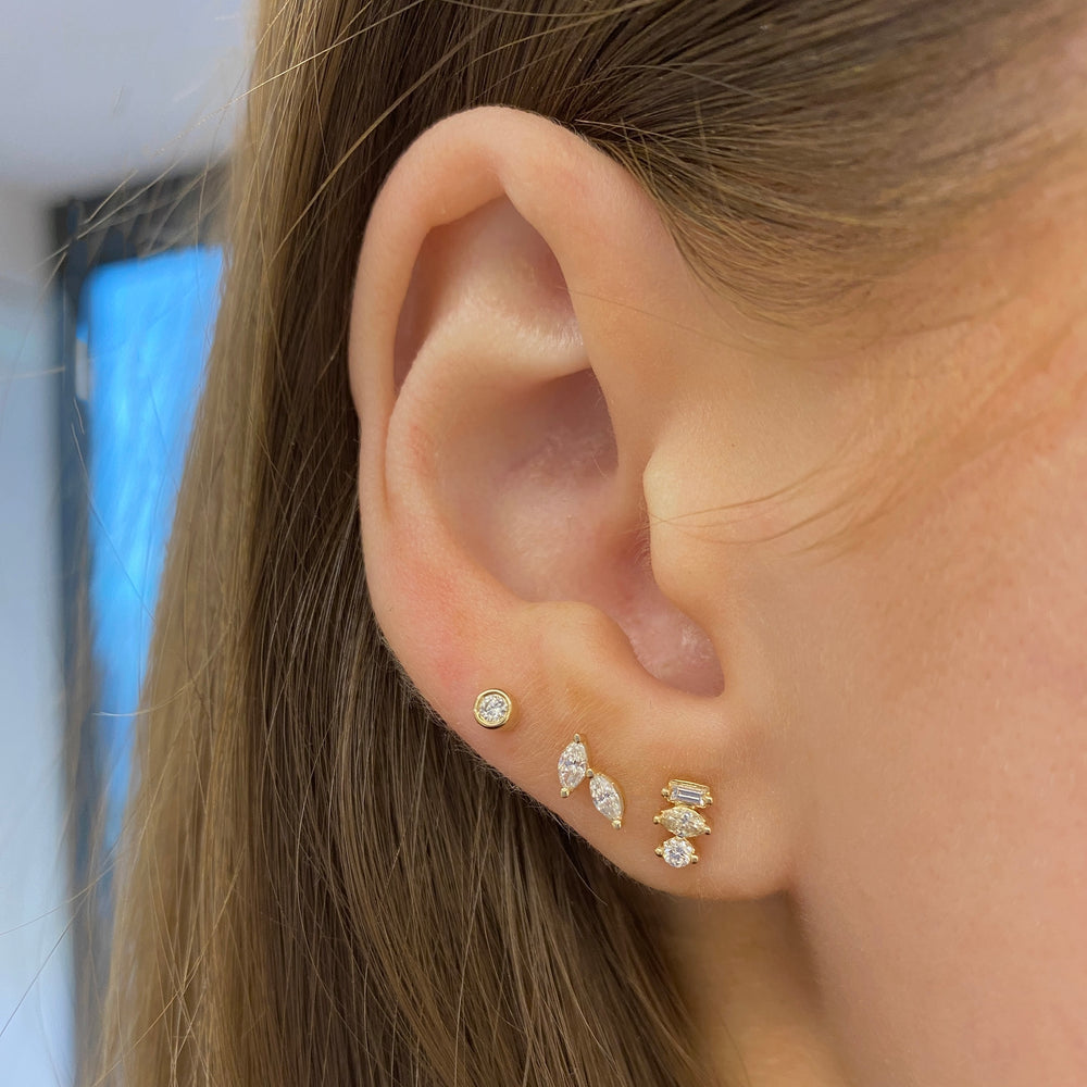 Second Stud Ring Earrings Gold Buy Gold Studs Bar Studs Earrings