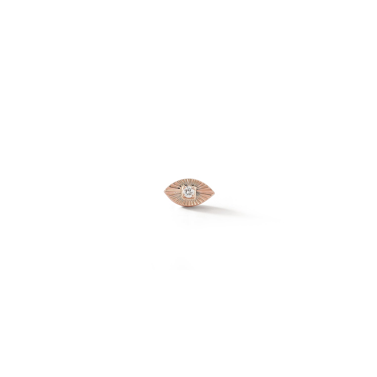 Rose Gold-1^Single Stud Earrings: Teddi Paige Fluted Evil Eye Single Stud in Rose Gold