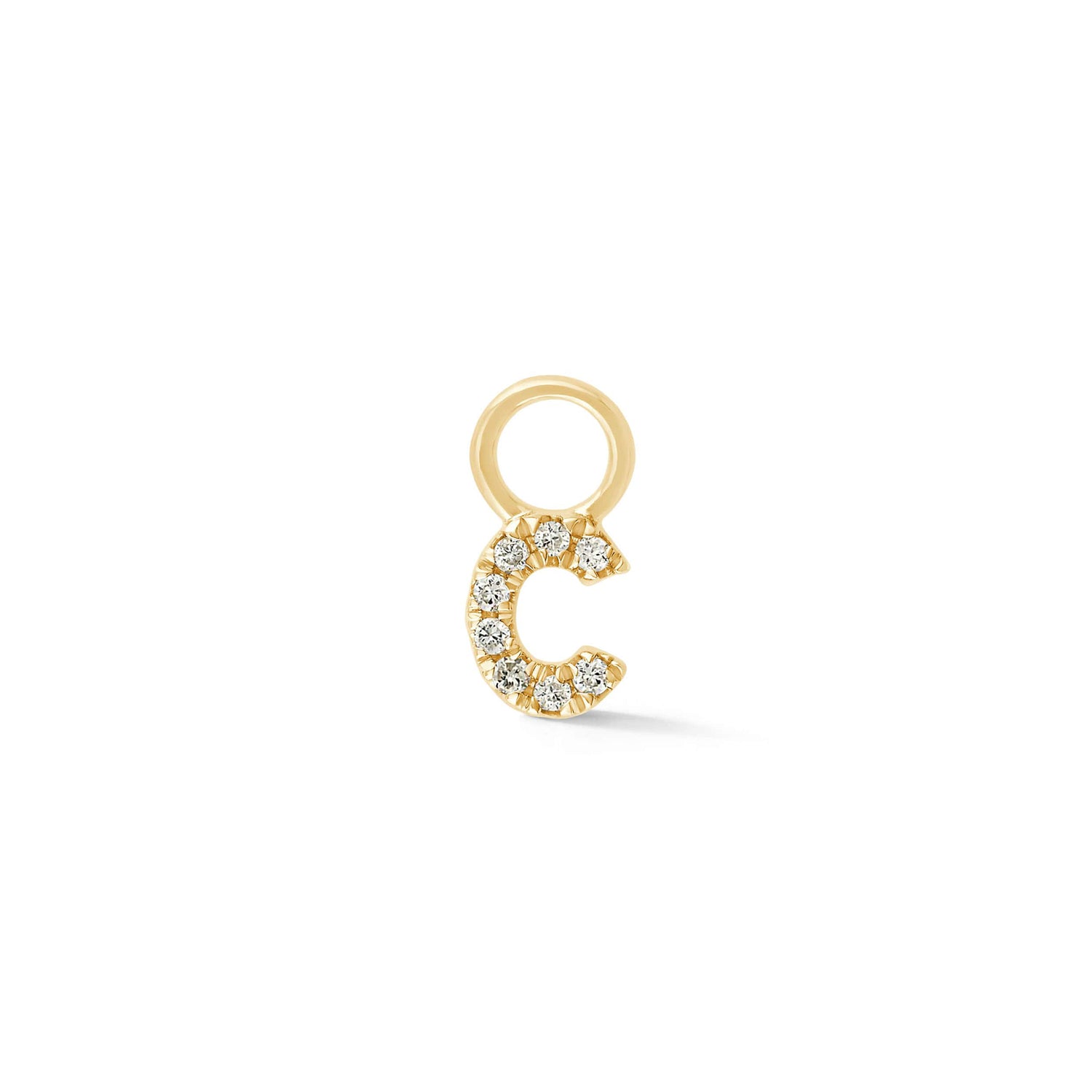 Yellow Gold,C-5^Designer Diamond Huggies: DRD Initial Earring Charm in Yellow Gold
