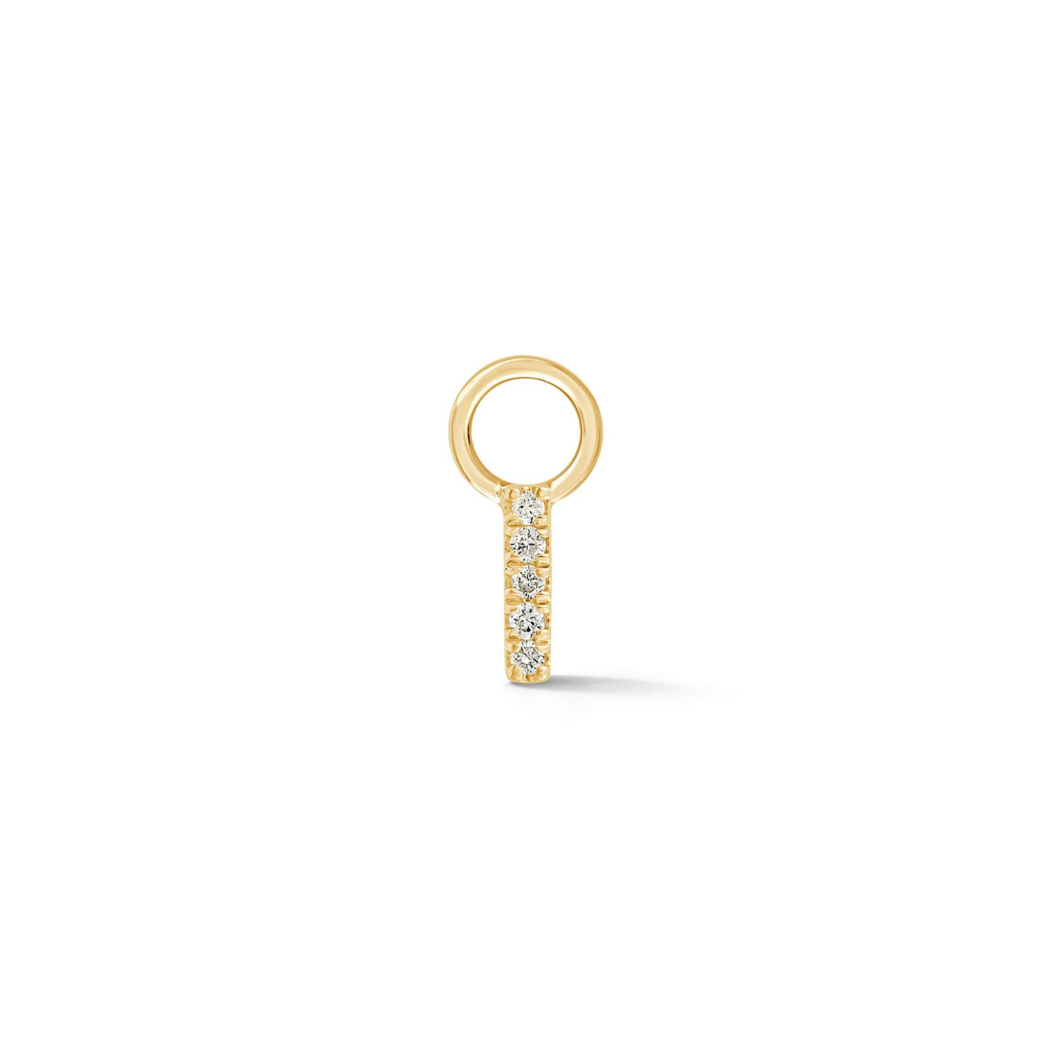 Yellow Gold,I-7^Designer Diamond Huggies: DRD Initial Earring Charm in Yellow Gold