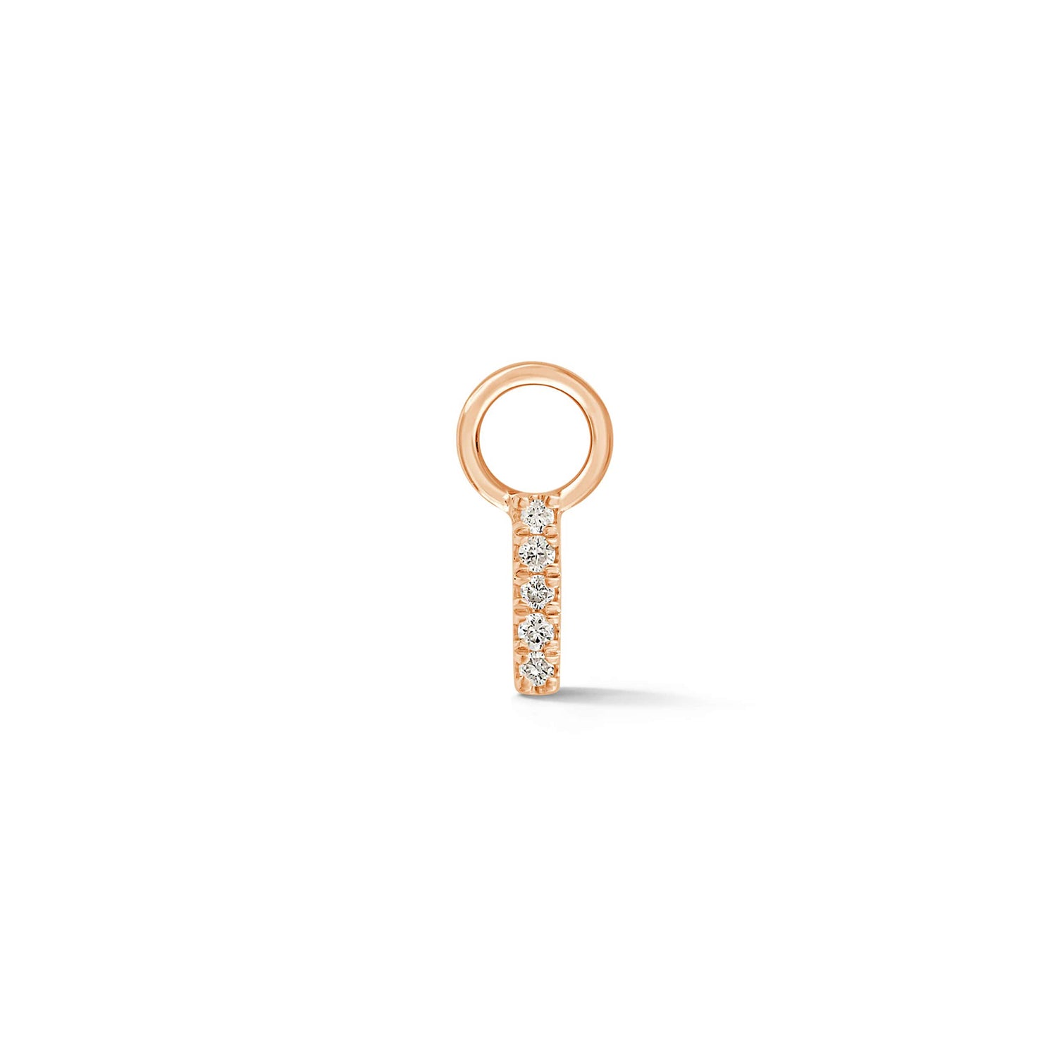 Rose Gold,I-4^Designer Diamond Huggies: DRD Initial Earring Charm in Rose Gold