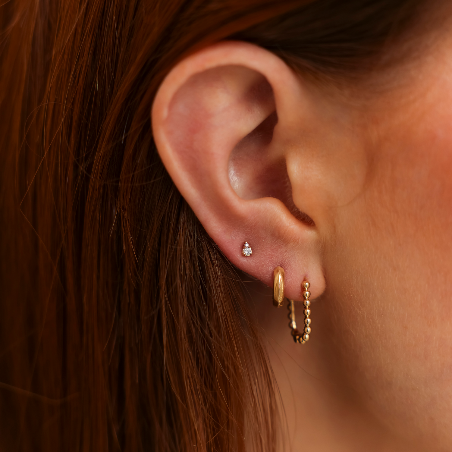 Yellow Gold^3-Gold Hoop Earrings: Poppy Rae U Hoop in Yellow Gold