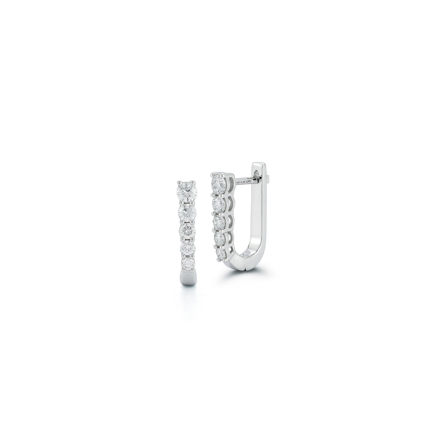 White Gold^1-Diamond Hoop Earrings: Ava Bea Medium Graduating Hoop in White Gold