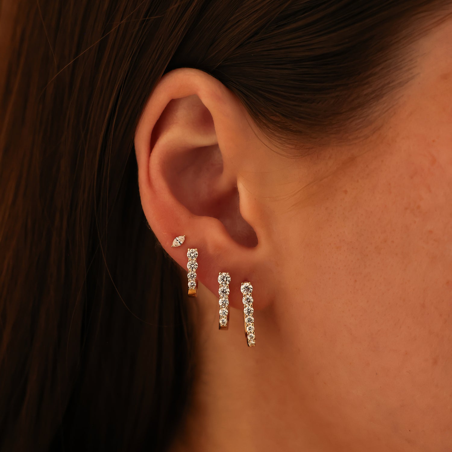 White Gold^2-Diamond Hoop Earrings: Ava Bea Medium Graduating Hoop in White Gold