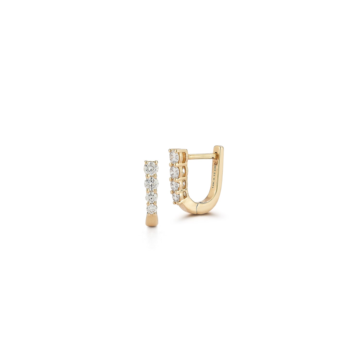 Yellow Gold^1-Diamond Hoop Earrings: Ava Bea Mini Graduating Hoop in Yellow Gold