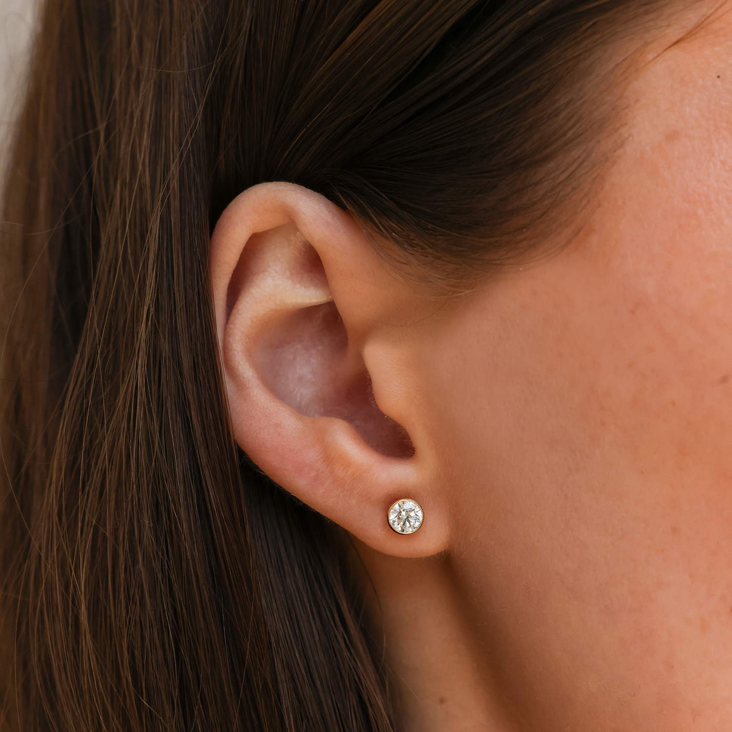 Yellow Gold-5^Diamond Stud Earrings - DRD Diamond Solitaire Studs 0.80 Ct. Total Weight in Yellow Gold