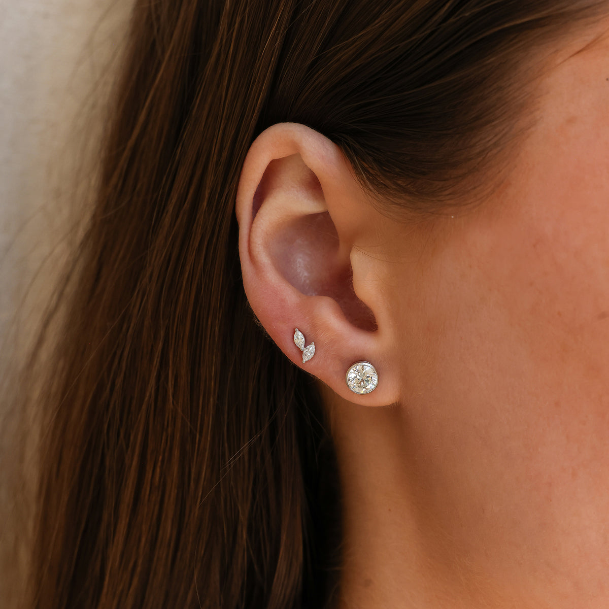 White Gold-6^Diamond Stud Earrings - DRD Diamond Solitaire Studs 1.40 Ct. Total Weight in White Gold