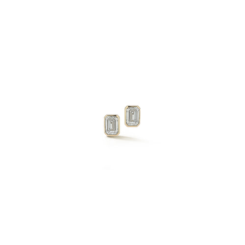 Yellow Gold-2^Designer Stud Earrings: DRD Round Bezel Set Solitaire Studs 3.00 Ct. Total Weight in Yellow Gold