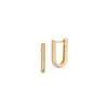 Yellow Gold-1^Diamond Hoop Earrings: Teddi Paige Fluted Reversible U Hoops in Yellow Gold 