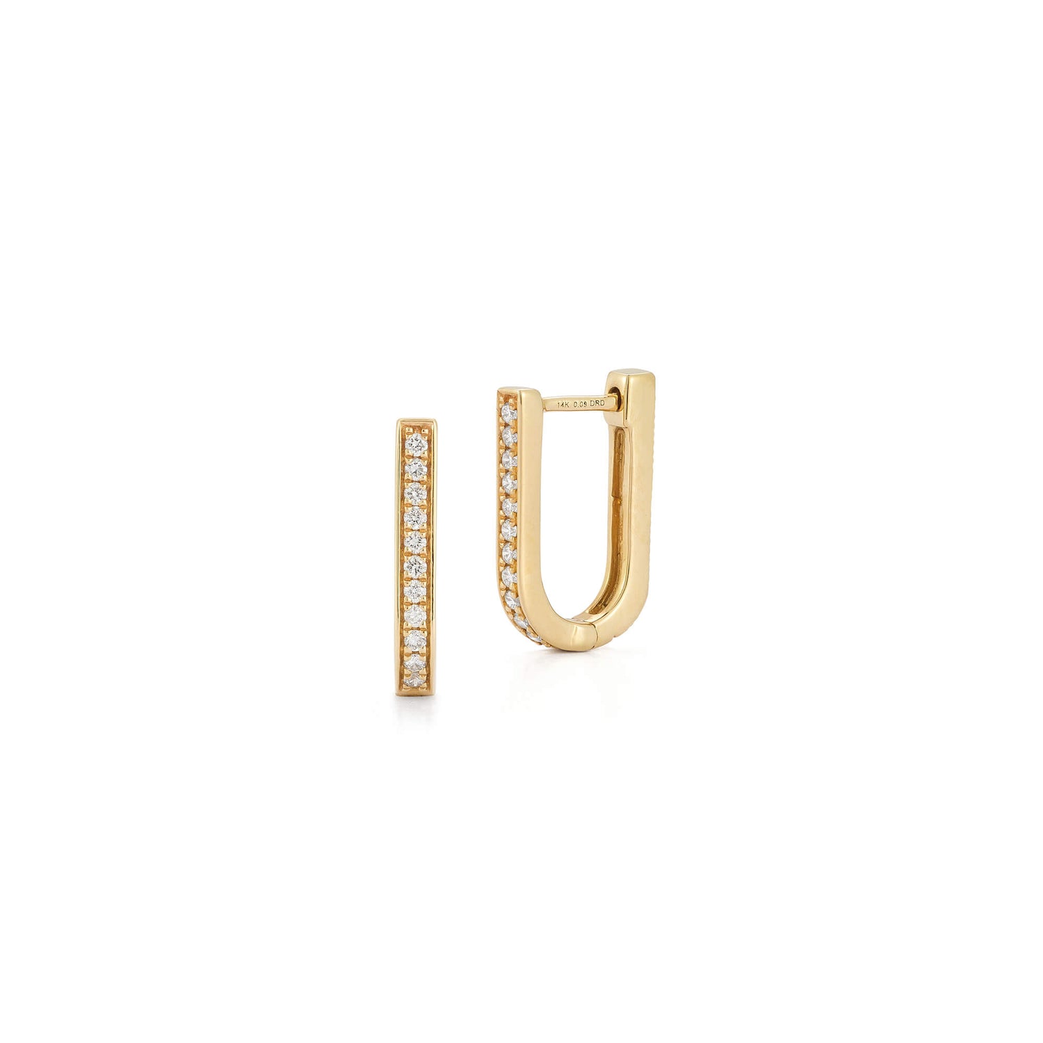 Yellow Gold-1^Diamond Hoop Earrings: Teddi Paige Fluted Reversible U Hoops in Yellow Gold 