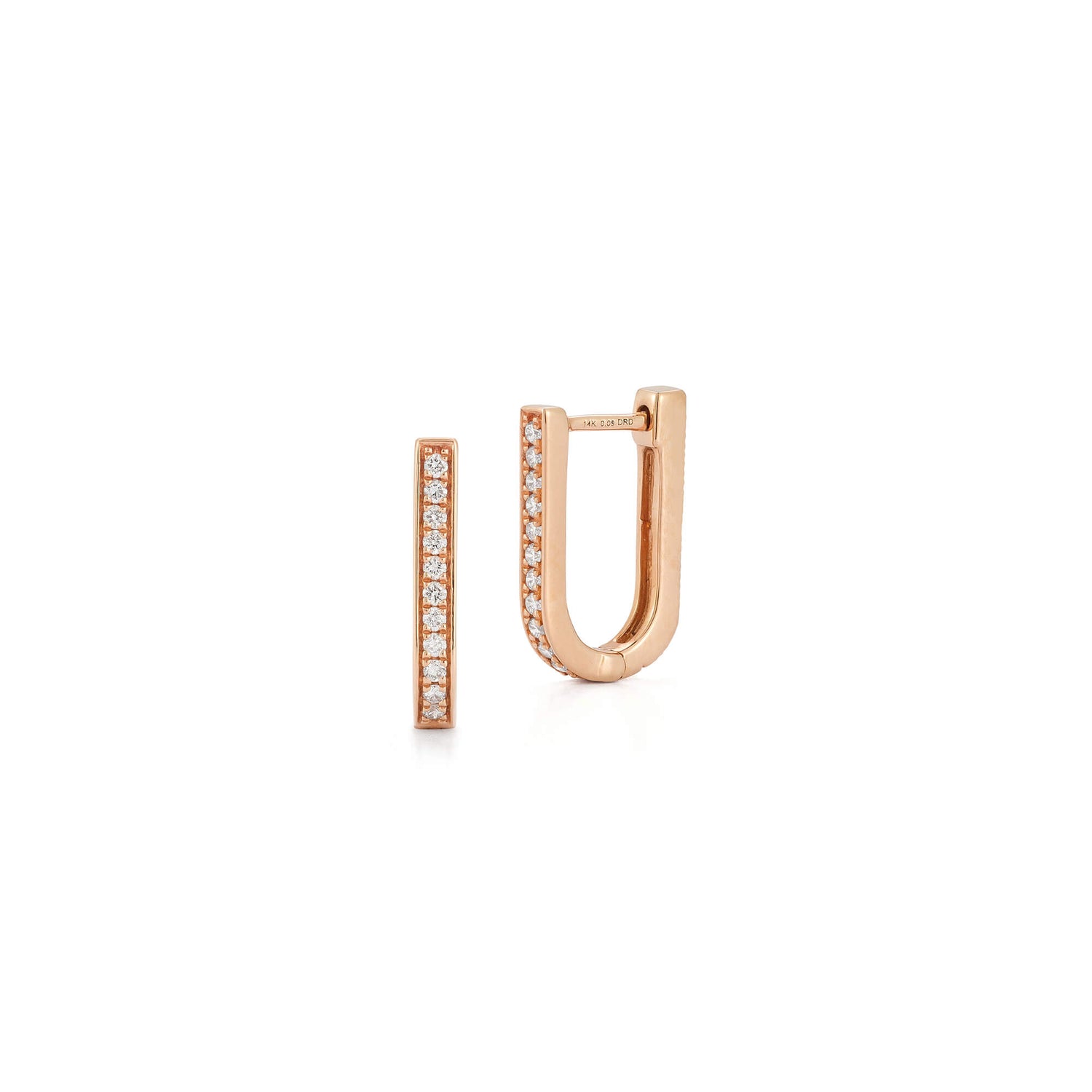 Rose Gold-1^Diamond Hoop Earrings: Teddi Paige Fluted Reversible U Hoops in Rose Gold
