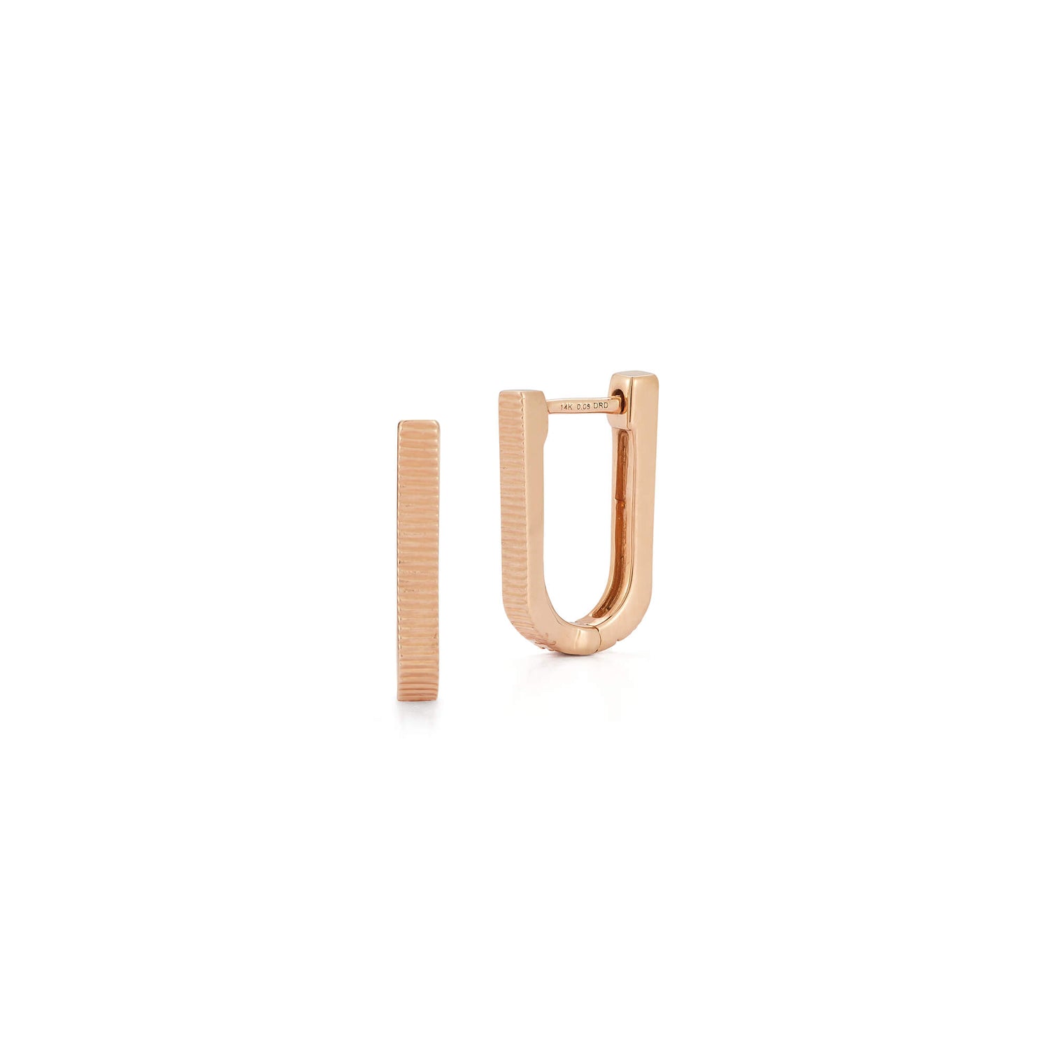 Rose Gold-3^Diamond Hoop Earrings: Teddi Paige Fluted Reversible U Hoops in Rose Gold
