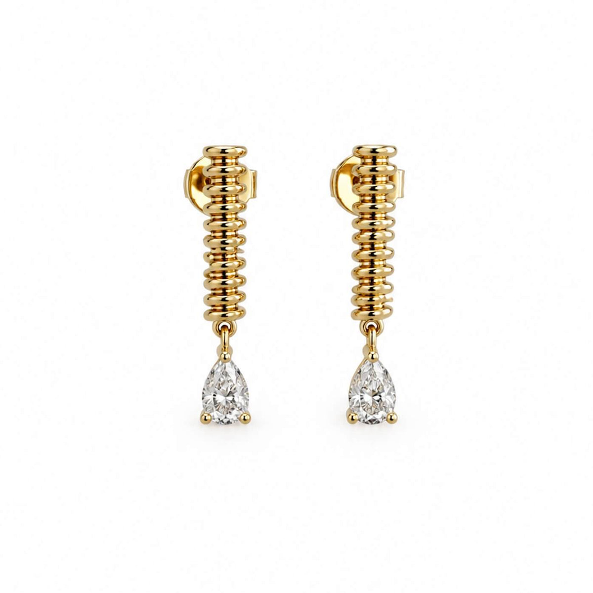 Yellow Gold-1^Designer Stud Earrings: Teddi Paige Pear Drop Studs in Yellow Gold