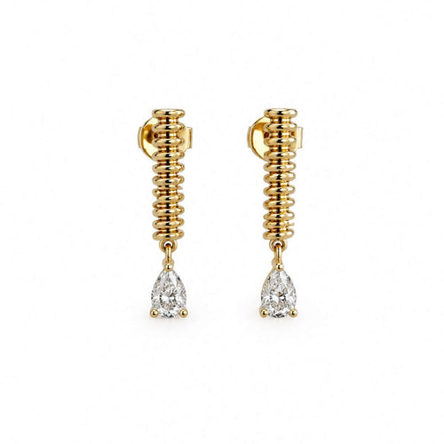 Yellow Gold-1^Designer Stud Earrings: Teddi Paige Pear Drop Studs in Yellow Gold
