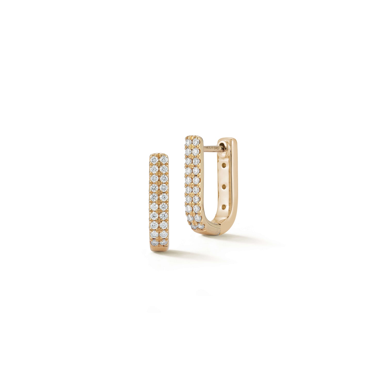 Yellow Gold-1^Diamond Hoop Earrings: DRD Reversible U Hoops in Yellow Gold 