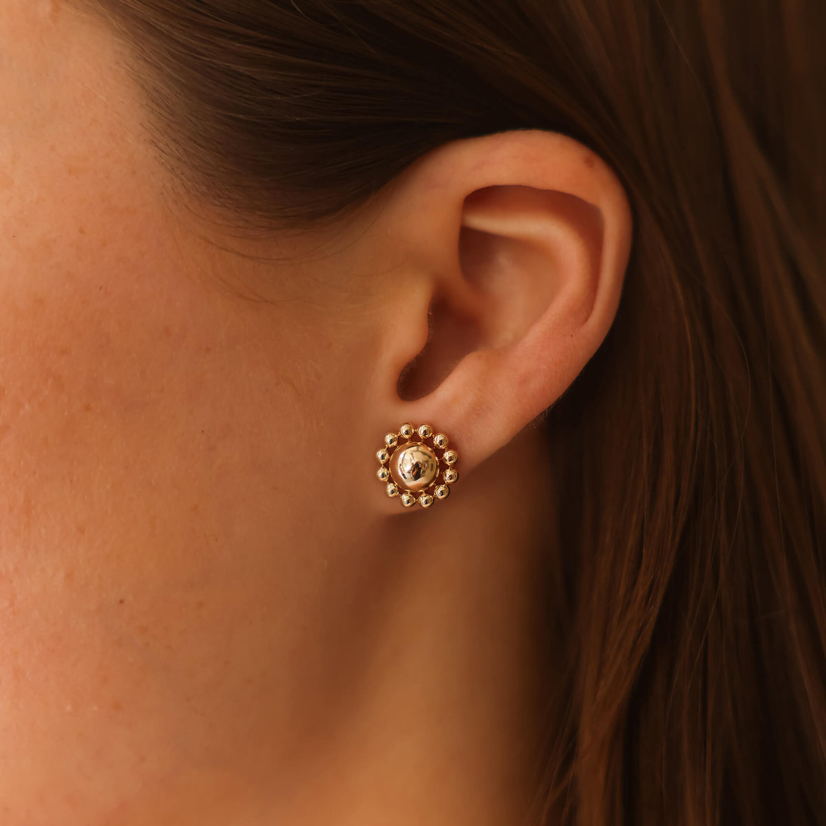 Rose Gold-2^Designer Stud Earrings: Poppy Rae Large Flower Studs in Rose Gold