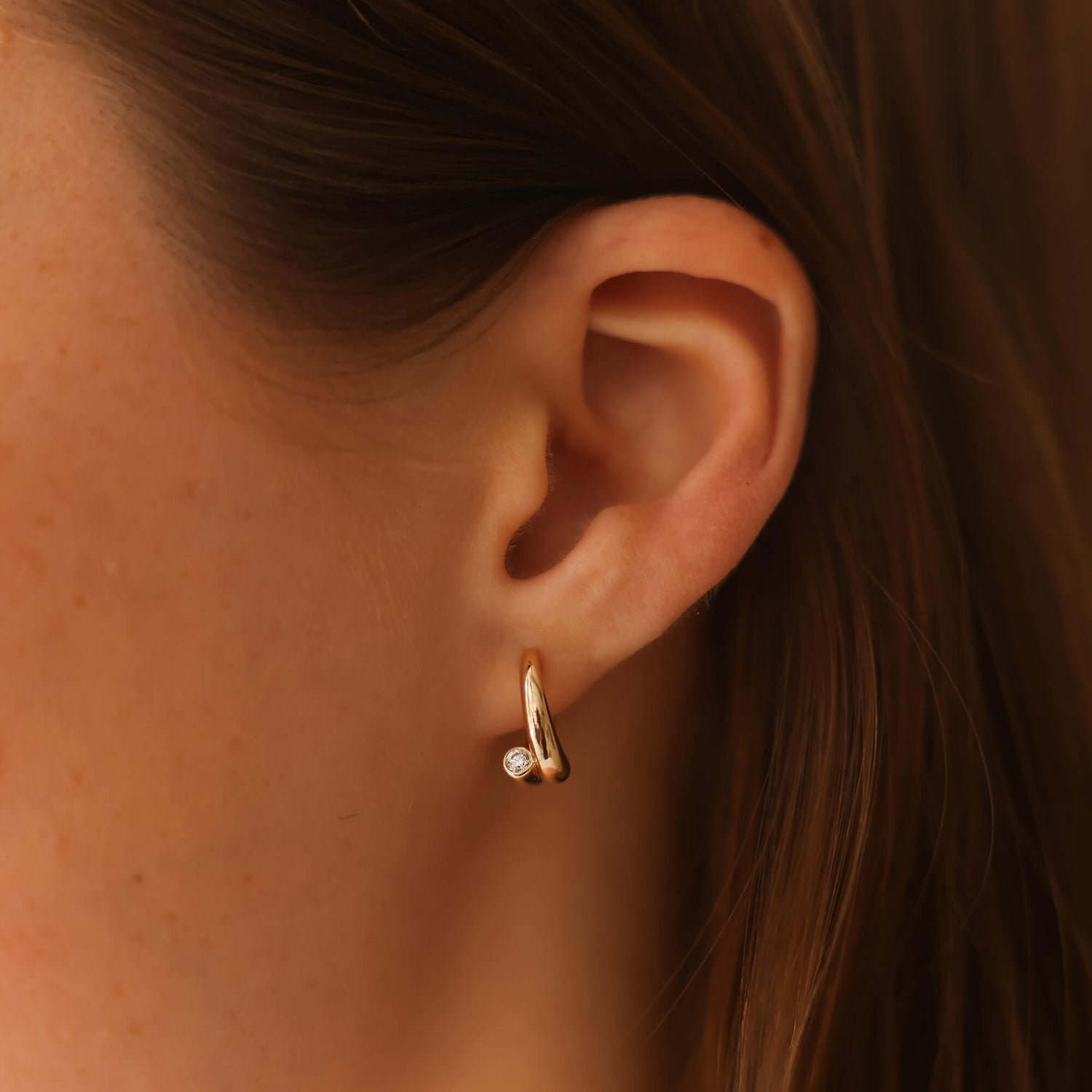 Yellow Gold-2^Diamond Hoop Earrings: Taylor Elaine Bypass Hoops In Yellow Gold