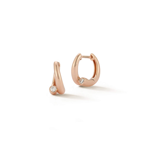 Rose Gold-1^Diamond Hoop Earrings: Taylor Elaine Bypass Hoops In Rose Gold