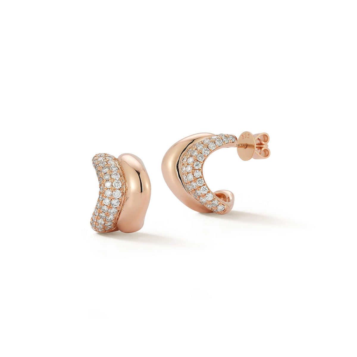 Rose Gold-1^Diamond Huggie Earrings: Cynthia Rose Curved Diamond Huggies In Rose Gold