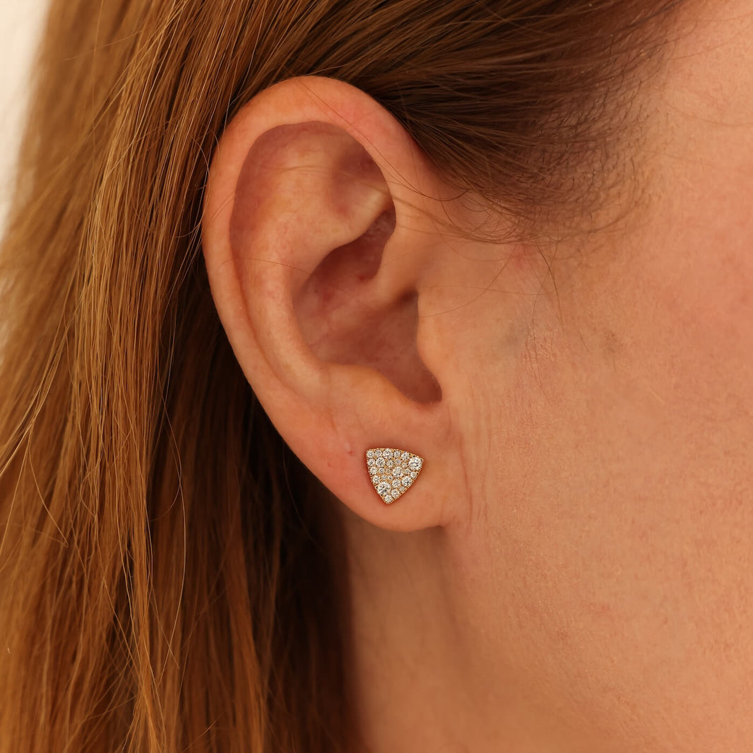 Yellow Gold-2^Designer Stud Earrings: Emily Sarah Large Triangle Studs in Yellow Gold 