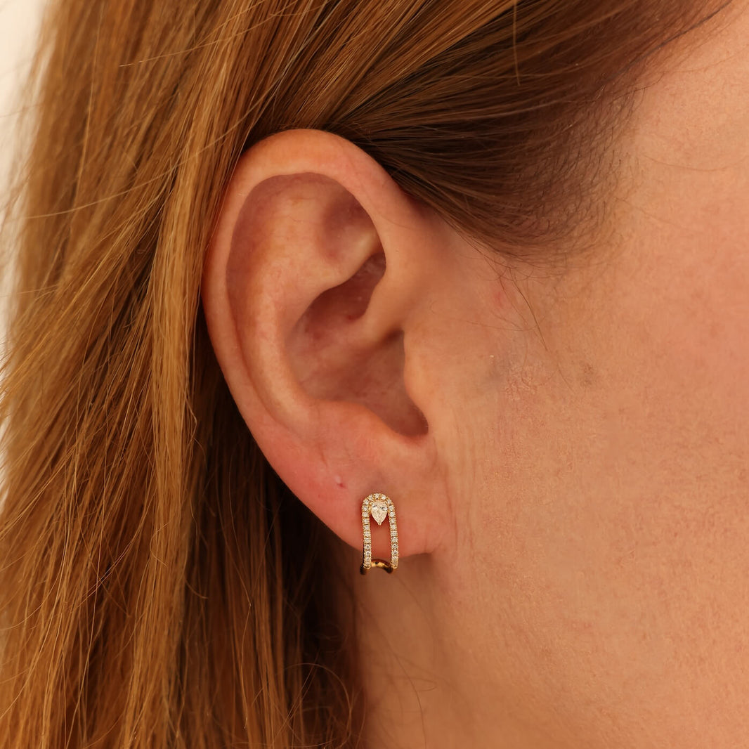Yellow Gold-1^Diamond Huggie Earrings: Taylor Elaine Arch Huggies In Yellow Gold