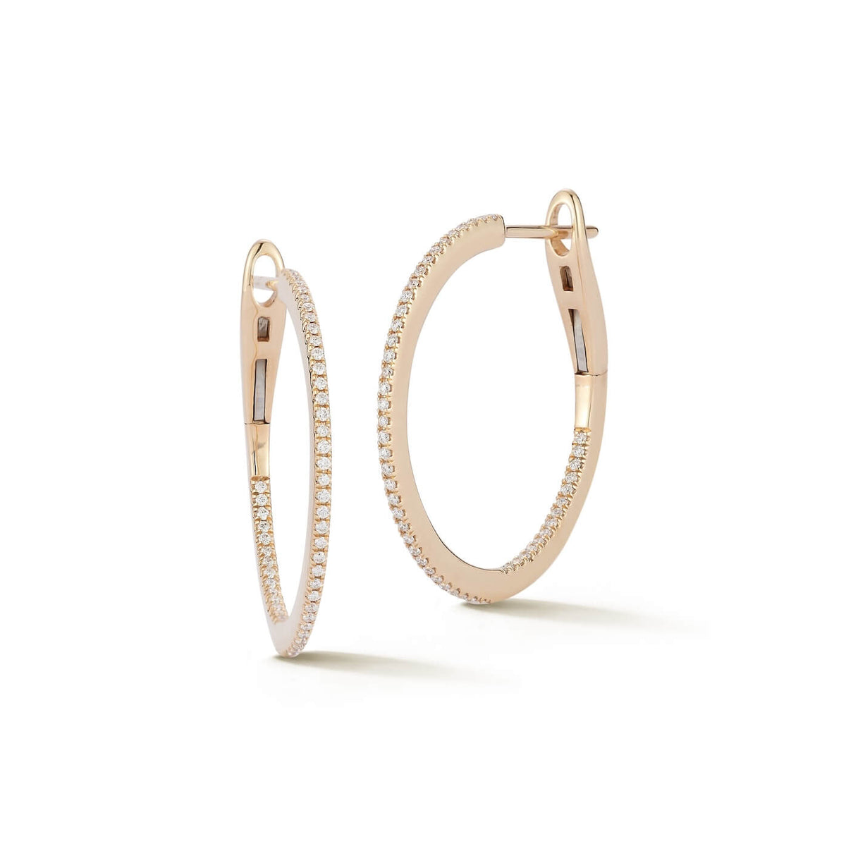 Yellow Gold-1^Designer Diamond Hoops: DRD Medium Solid Gold Hoops in Yellow Gold