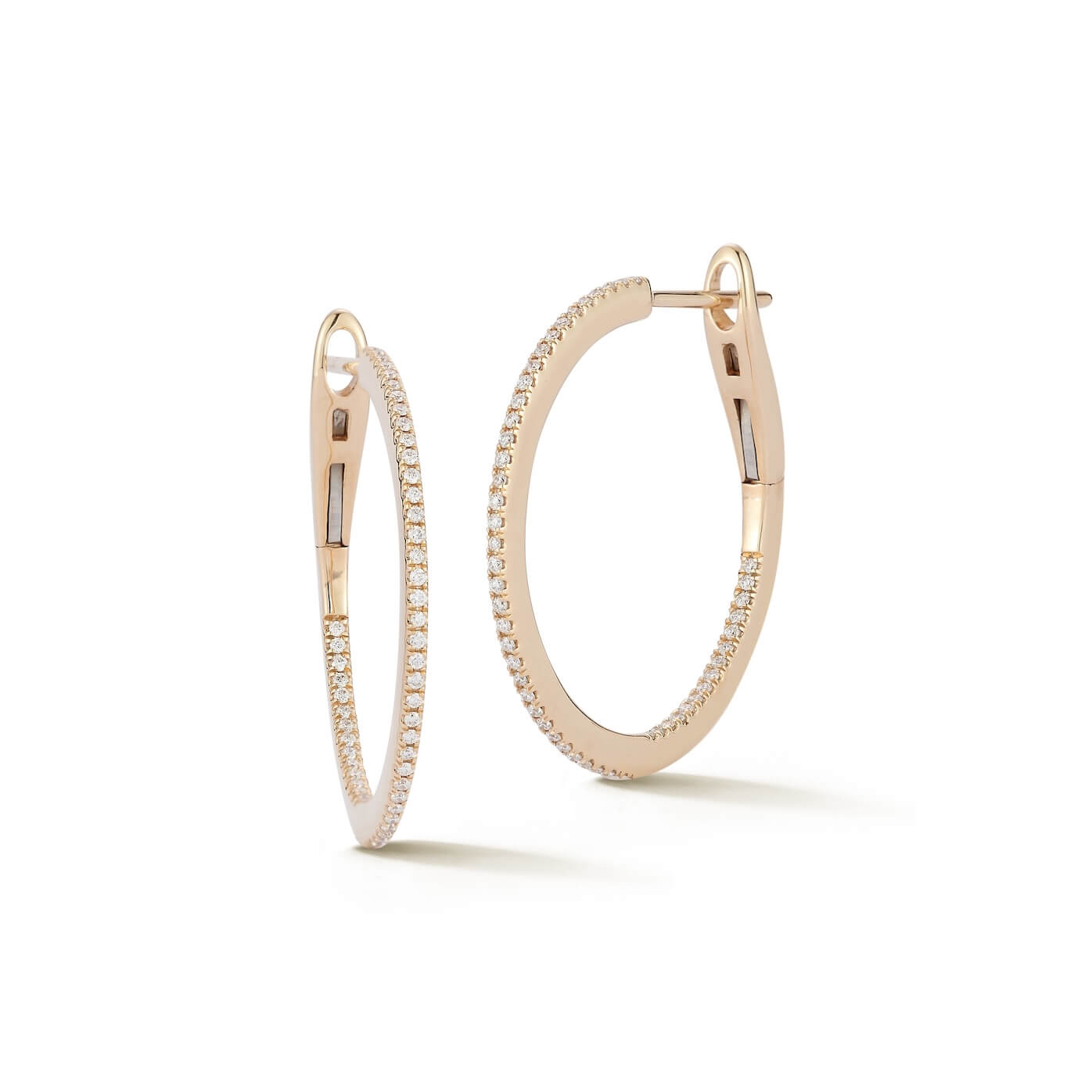 Yellow Gold-1^Designer Diamond Hoops: DRD Medium Solid Gold Hoops in Yellow Gold