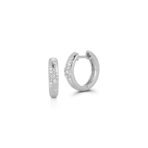 White Gold-1^Diamond Hoop Earrings: Cynthia Rose Scattered Diamond Hoops In White Gold