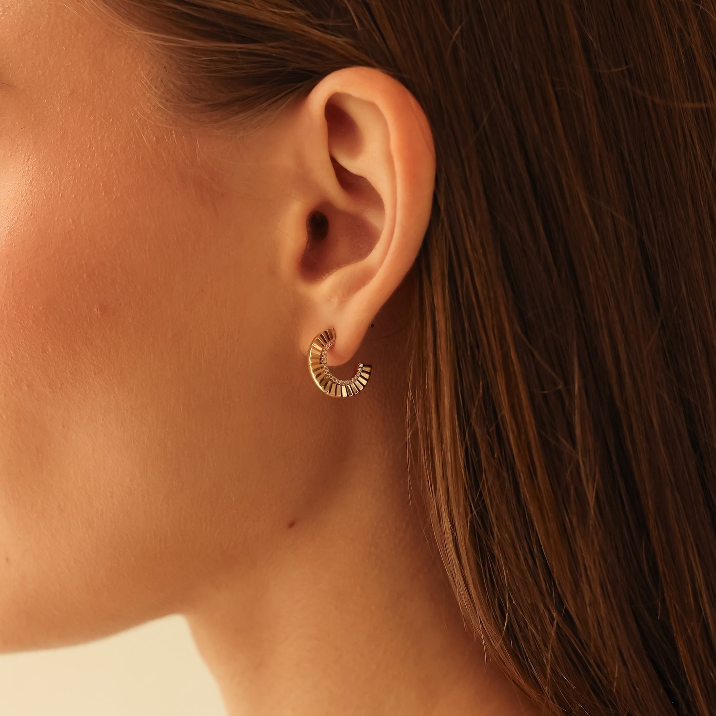 White Gold^2-Diamond Hoop Earrings: Teddi Paige Small Fluted Hoops in White Gold