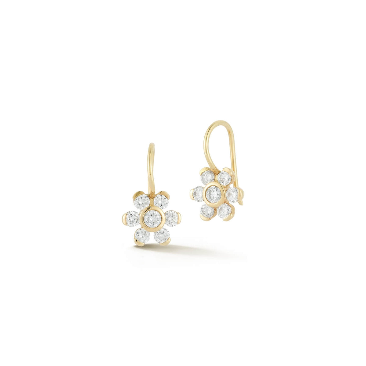 Yellow Gold-1^Diamond Drop Earrings: Lulu Jack Diamond Flower Drops In Yellow Gold