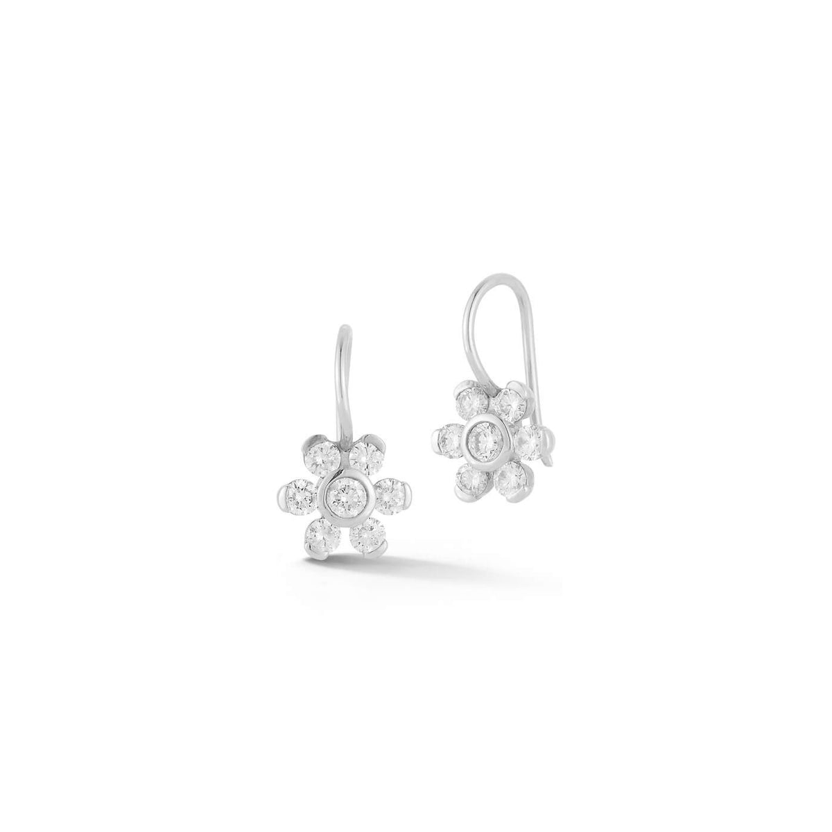 White Gold-1^Diamond Drop Earrings: Lulu Jack Diamond Flower Drops In White Gold