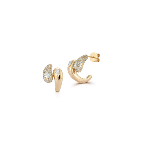 Yellow Gold-1^Diamond Hoop Earrings: Taylor Elaine Pavé Bypass Hoops In Yellow Gold