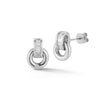 White Gold-1^Designer Stud Earrings: Sadie Pearl Baguette Interlocking Studs in White Gold