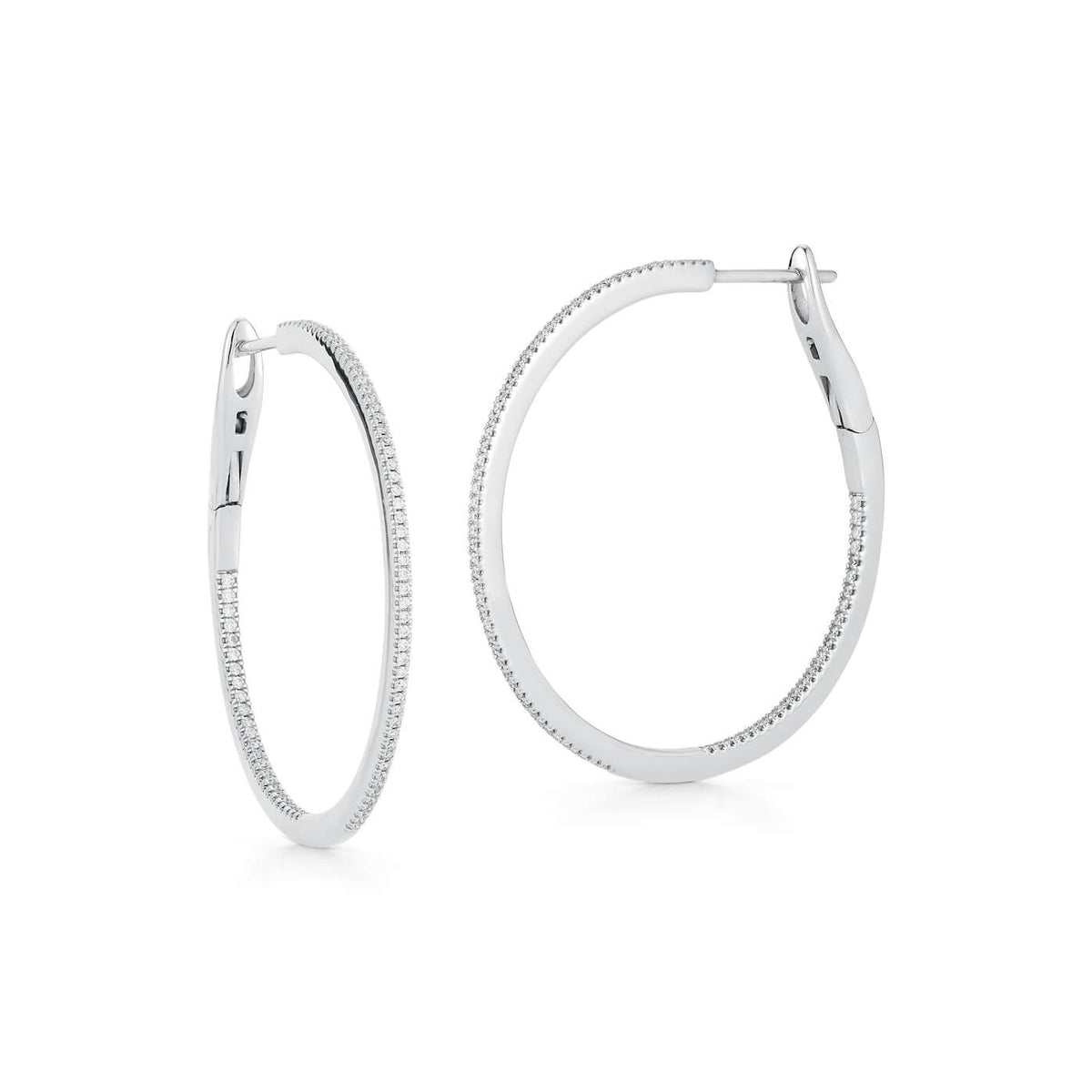 White Gold-1^Gold Diamond Hoops: DRD Marge Hoops in White Gold