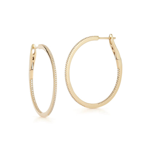 Yellow Gold-1^Gold Diamond Hoops: DRD Marge Hoops in Yellow Gold