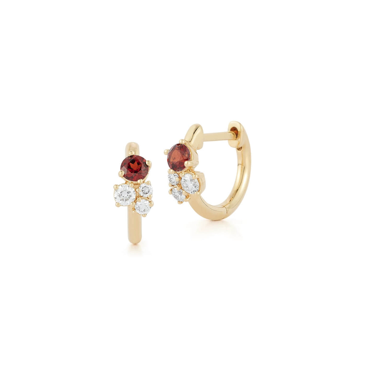 Yellow Gold-1^Diamond Huggie Earrings: DRD Birthstone Huggies - January In Yellow Gold